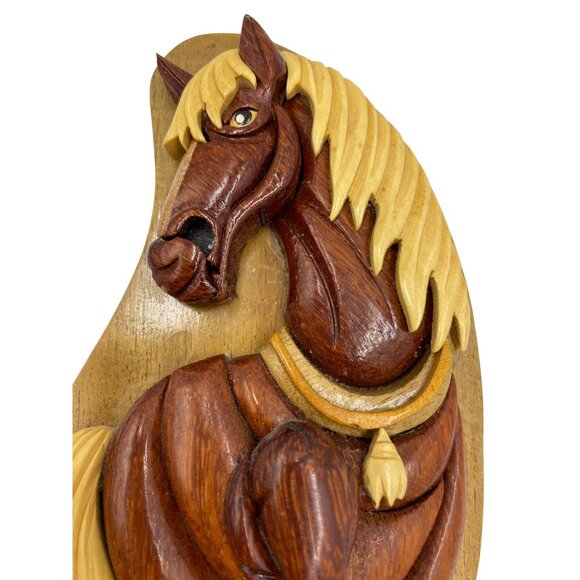 Carved Wooden Horse Puzzle Box With Velvet-Lined Secret Hidden Compartment - Picture 6 of 16